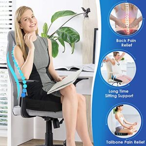 TushGuard Seat Cushion for Office Chair Memory Foam Non-Slip Desk Chair Cushion Back, Coccyx, Sciatica, Tailbone Pain Relief Butt Pillow for Office Chair, Car, Wheelchair, Blue Foam, Black