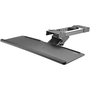 startech.com under desk-mount keyboard tray – 26.4” wide – adjustable – ergonomic slide-out keyboard shelf with tilt and swivel (kbtrayadj), black