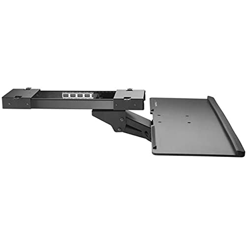 StarTech.com Under Desk-Mount Keyboard Tray - 26.4” Wide - Adjustable - Ergonomic Slide-Out Keyboard Shelf with Tilt and Swivel (KBTRAYADJ), Black