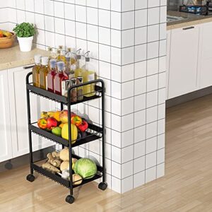 3 Tier Metal Rolling Cart, Storage Cart on Wheels, Kitchen Cart, Bathroom Cart