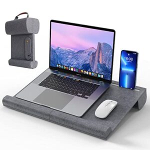 folding laptop lap desk, laptop stand for lap, laptop table for bed sofa, gray