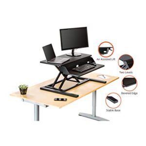 Stand Up Desk Store AirRise Pro Two Tier Standing Desk Converter Monitor Stand with Built-in Keyboard Tray (Black, 32" Wide)
