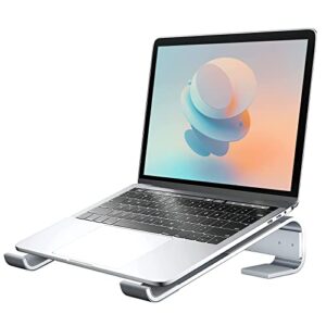 welan laptop stand, macbook pro stand for desk, aluminum laptop riser sturdy cooling laptop holder stable computer stand notebook mount compatible with macbook air dell xps hp lenovo 10-18 inch silver