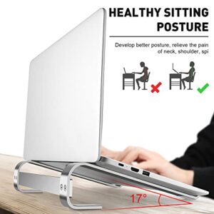 Welan Laptop Stand, MacBook Pro Stand for Desk, Aluminum Laptop Riser Sturdy Cooling Laptop Holder Stable Computer Stand Notebook Mount Compatible with MacBook Air Dell XPS HP Lenovo 10-18 Inch Silver