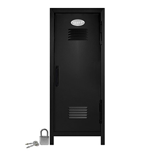 Mini Locker with Lock and Key Black -10.75" Tall x 4.125" x 4.125"