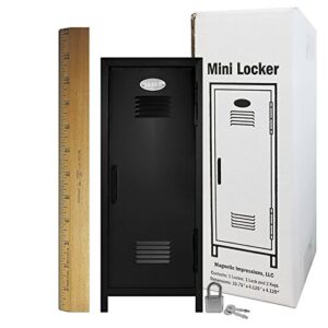 Mini Locker with Lock and Key Black -10.75" Tall x 4.125" x 4.125"
