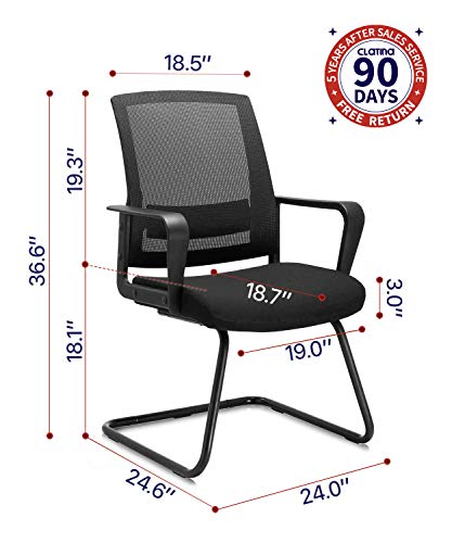 CLATINA Office Guest Chair with Lumbar Support and Mid Back Mesh Space Air Grid Series for Reception Conference Room 4 Pack