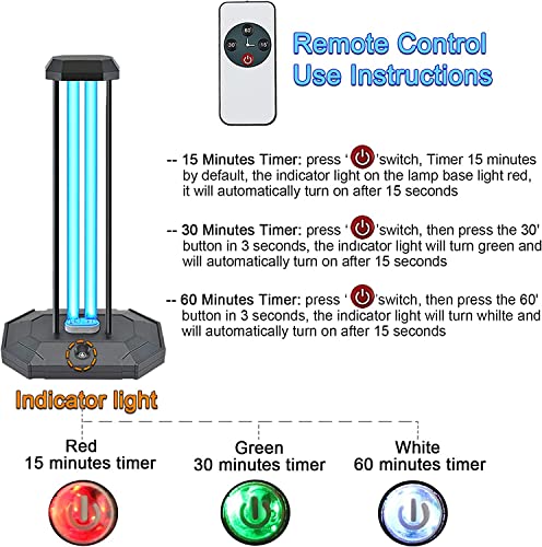 BAIMNOCM Germicidal UVC Lamp Light 38W UV Light sanitizer Ozone Disinfection lamp with Remote Control Timer for Car/Household/Pet Area