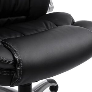 SONGMICS Extra Big Office Chair, High Back PU Executive Chair with Thick Seat and Tilt Function, Flip Up Arms, Black UOBG94BK