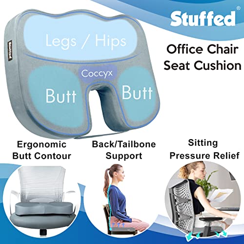 Seat Cushion Pillow for Office Chair, Butt, Tailbone, Back, Coccyx, Sciatica Memory Foam Cushions, Computer Desk Pain Relief Pad