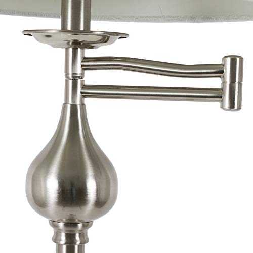 Decor Therapy Tina Floor Lamp with Swing Arm and Ball Accent, Brushed Steel - PL4377