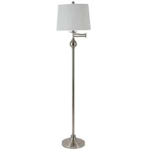 Decor Therapy Tina Floor Lamp with Swing Arm and Ball Accent, Brushed Steel - PL4377