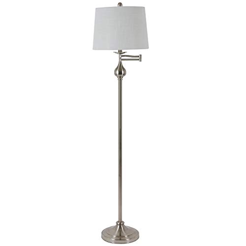 Decor Therapy Tina Floor Lamp with Swing Arm and Ball Accent, Brushed Steel - PL4377