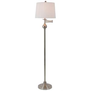 Decor Therapy Tina Floor Lamp with Swing Arm and Ball Accent, Brushed Steel - PL4377