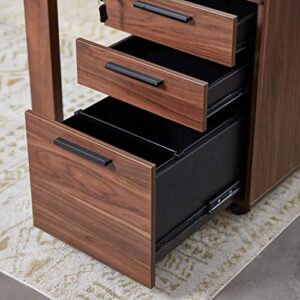 VICLLAX 3 Drawer Mobile File Cabinet Under Desk Storage Fully Assembled Except Casters for Home Office, Brown Walnut