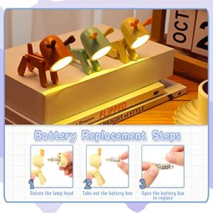 9 Pcs LED Student Cute Night Light, Mini Puppy Deer Dinosaur Reading Table Lamp with Mobile Phone Holder, Portable Foldable Small Desk Light Small Mini Desk Lamp for Kids Students (Bright Color)