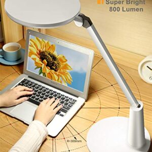 GERINTECH LED Desk Lamp with Adjustable Brightness, Dimmable Bright Table Lamp for Bedroom, Office, Reading, Study (White)