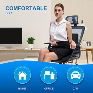 Seat Cushion, Seat Cushion for Office Chair, Lumbar Support Pillow for Office Desk Chair, Car, Wheelchair Memory Foam Chair Cushion for Sciatica, Coccyx Back with Covers Protects