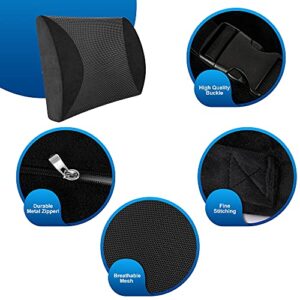 Seat Cushion, Seat Cushion for Office Chair, Lumbar Support Pillow for Office Desk Chair, Car, Wheelchair Memory Foam Chair Cushion for Sciatica, Coccyx Back with Covers Protects