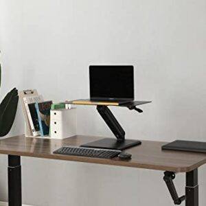 TORRAINAKE Height Adjustable Standing Desk Converter, Sit-Stand Converting Desks with Gas Spring and 45° Adjustable Aluminum Desktop for Home, Office