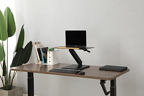 TORRAINAKE Height Adjustable Standing Desk Converter, Sit-Stand Converting Desks with Gas Spring and 45° Adjustable Aluminum Desktop for Home, Office