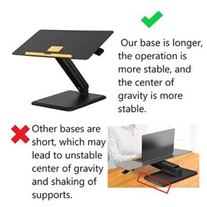 TORRAINAKE Height Adjustable Standing Desk Converter, Sit-Stand Converting Desks with Gas Spring and 45° Adjustable Aluminum Desktop for Home, Office