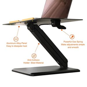 TORRAINAKE Height Adjustable Standing Desk Converter, Sit-Stand Converting Desks with Gas Spring and 45° Adjustable Aluminum Desktop for Home, Office