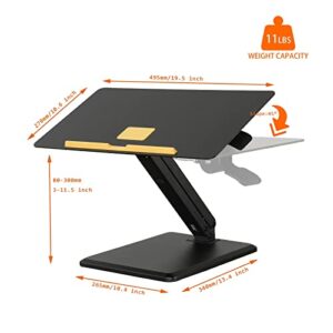 TORRAINAKE Height Adjustable Standing Desk Converter, Sit-Stand Converting Desks with Gas Spring and 45° Adjustable Aluminum Desktop for Home, Office