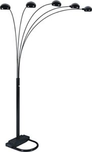 sh lighting 5 adjustable arm arching floor lamp – features a dimmer switch for perfect light settings – 84″ tall great for living rooms, bedrooms, or arching over couches (black)
