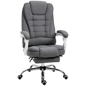 vinsetto high-back executive office chair with footrest, linen-fabric computer chair with padded armrests, ergonomic office chair, gray