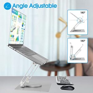 Rotatable Laptop Stand,Smvchen Newest Laptop Stand with 360°Rotating Base Ergonomic Laptop Riser for Collaborative Work Dual Rotary Shaft Fully Foldable for Easy Storage Fits for All 11-17.3" Laptops
