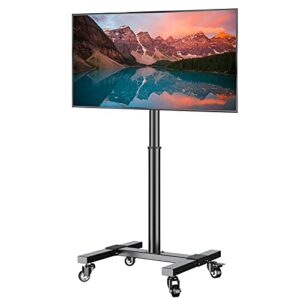 mobile tv cart with wheels for 13-40 inch led lcd flat/curved screen tvs, rolling/floor tv stand with shelf up to 44 lbs, height adjustable tv trolley max vesa 200x200mm – ul certificated- tc001