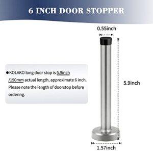 Door Stops, Long Door Stopper 6 Inch Wall Mount Modern Doorstop Heavy Duty Solid Door Holder with Soft Rubber Bumper, Extra Long Door Stoppers for Bottom or Top of Door