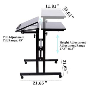 SIDUCAL Mobile Standing Desk, Rolling Standing Desk Laptop Cart on Wheels, Adjustable Table Computer Workstation Home Office for Stand Up, Black