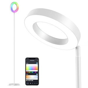 banord floor lamp, smart rgbw led torchiere floor lamp with double side lighting, wifi modern standing lamp works with alexa, 2700-6500k color changing dimmable tall lamps for living room bedroom, 42w