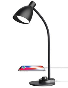 lifmira small desk lamp with usb charging port 3 color modes light induction smart auto-dimming reading light cri 90+ flexible gooseneck desk lamps for home office dorm study room ac adapter included
