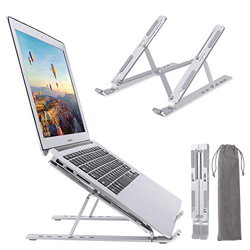 YOSHINE Adjustable Laptop Stand, Computer Stand for Laptop, Portable Laptop Holder, Foldable Notebook Stand, Desktop Ergonomic Laptop Riser for All Laptops and Notebooks Up to 15 inch