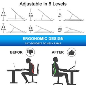 YOSHINE Adjustable Laptop Stand, Computer Stand for Laptop, Portable Laptop Holder, Foldable Notebook Stand, Desktop Ergonomic Laptop Riser for All Laptops and Notebooks Up to 15 inch