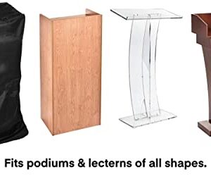 AdirOffice Protective Cover for Podiums, Lecterns and Pulpit Water-Resistant PVC-Coated Polyester Cover for Standard Size Podium Stand, Teacher Easel, Standing Desk Shelf (Black) (Pouch Included)