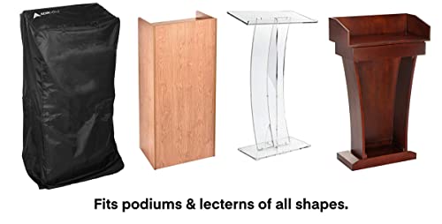 AdirOffice Protective Cover for Podiums, Lecterns and Pulpit Water-Resistant PVC-Coated Polyester Cover for Standard Size Podium Stand, Teacher Easel, Standing Desk Shelf (Black) (Pouch Included)