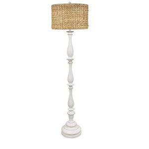 Crestview Collection Evolution Harper Resin Rattan Floor Lamp in White