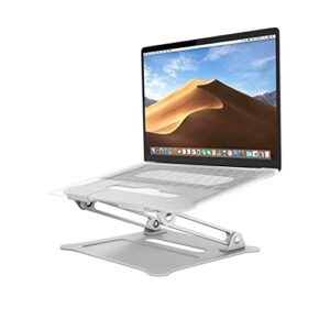 phocar laptop riser stand, adjustable laptop stand notebook cooling stand foldable aluminum portable computer stand compatible for macbook,hp, lenovo,surface,dell, asus, laptops up to 17 inch-silver
