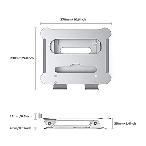 PHOCAR Laptop Riser Stand, Adjustable Laptop Stand Notebook Cooling Stand Foldable Aluminum Portable Computer Stand Compatible for MacBook,HP, Lenovo,Surface,Dell, ASUS, Laptops up to 17 Inch-Silver