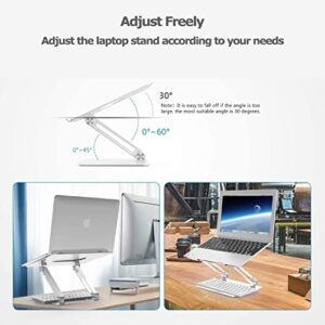 PHOCAR Laptop Riser Stand, Adjustable Laptop Stand Notebook Cooling Stand Foldable Aluminum Portable Computer Stand Compatible for MacBook,HP, Lenovo,Surface,Dell, ASUS, Laptops up to 17 Inch-Silver
