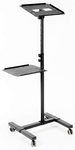 VIVO Mobile Rolling Projector Stand, Height Adjustable Projector and Laptop Trolley Presentation Cart, Black, CART-V04C