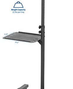 VIVO Mobile Rolling Projector Stand, Height Adjustable Projector and Laptop Trolley Presentation Cart, Black, CART-V04C