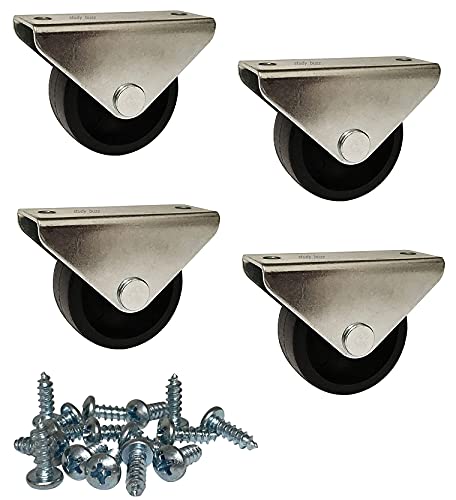 1 1/2" Inch Low Profile Furniture Casters/Wheels - Trundle/Cabinet Roll-Out Bed - Set of 4