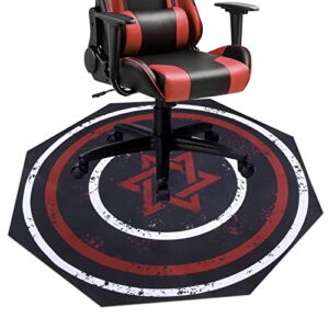 hiiarug chair mat for hardwood floor gaming chair mat anti-slip office chair mat for carpet computer chair mat for office gaming room (octagon 47″x47″, red)