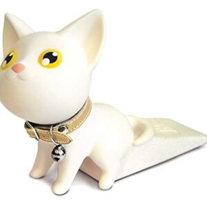 Bamboo's Grocery Cute Cat Door Stopper,Works on All Surfaces, Non Scratching, Strong Grip (White)