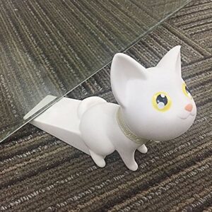 Bamboo's Grocery Cute Cat Door Stopper,Works on All Surfaces, Non Scratching, Strong Grip (White)